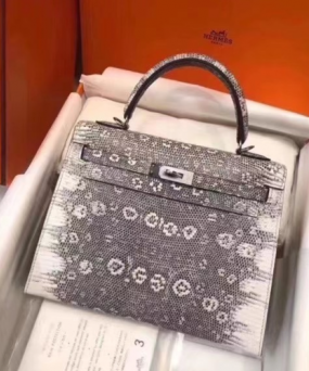 에르메스 켈리백25 히말라야 은장 리자드 가죽